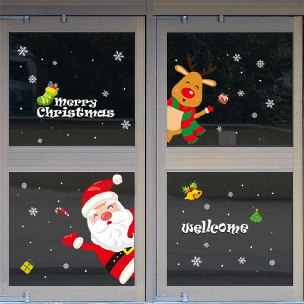 Weihnachtsmann Rentier 3D Wand Fenster Glas Aufkleber Weihnachten Weihnacht BF#