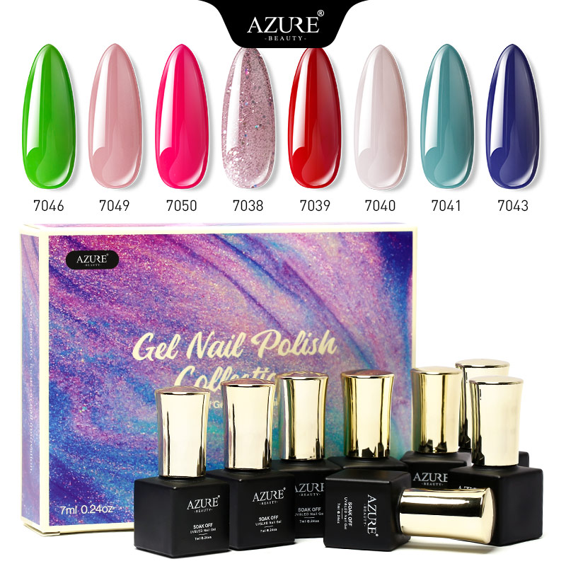 

Beauty 8Pcs/Lot Gel Nail Semi Permanent Shiny Uv Gel Nail Varnish Enamel Soak Off Base Top Coat Cured By UV/LED Lamp, Choose any 8 colors