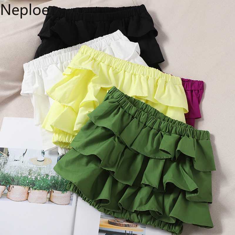 

Neploe Sleeveless Off Shoulder Women Tanks Top Layered Ruffle Solid Slim Short Camis 2020 Summer Korean Sweet Vest Femme 4C933, Black
