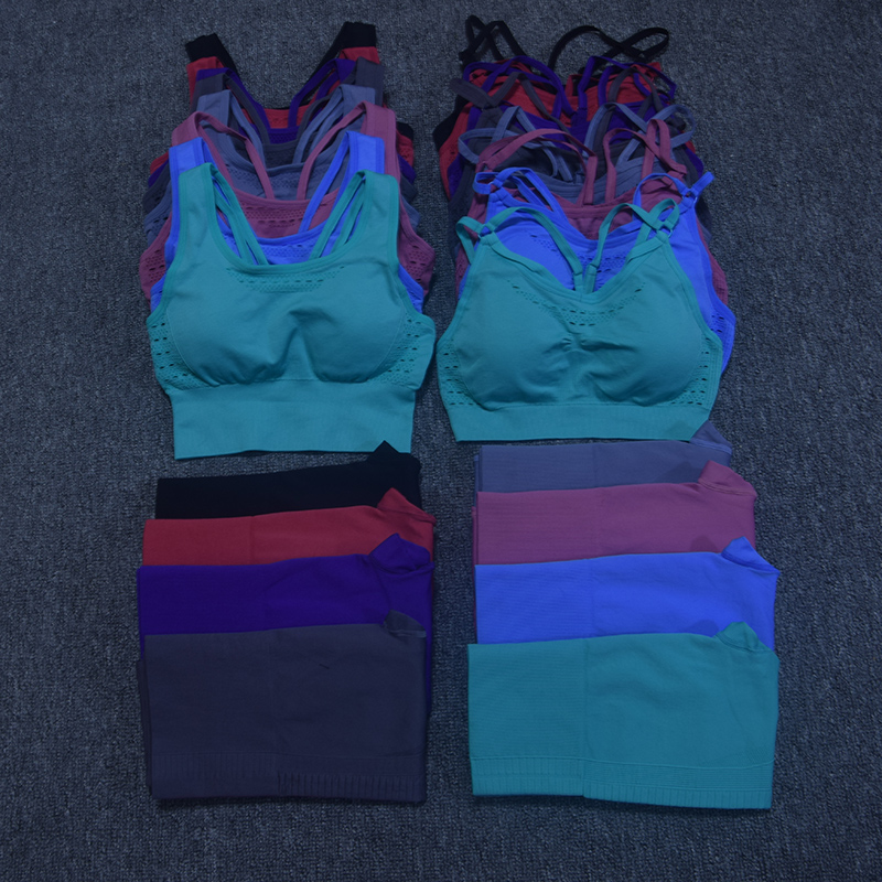

24 Colors Sports Suit Yoga Sets Women Gym Clothes Energy Seamless Leggings Padded Sports Bra 2PCS Fitness Sportswear Workout Set, Random color