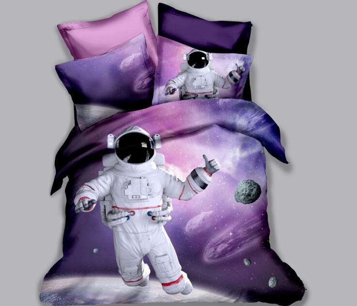 

3D Astronaut Bedding Set Spaceman Duvet Cover Set 3 Pcs Bedcloth with Pillowcase  Full Queen King Size, As pc