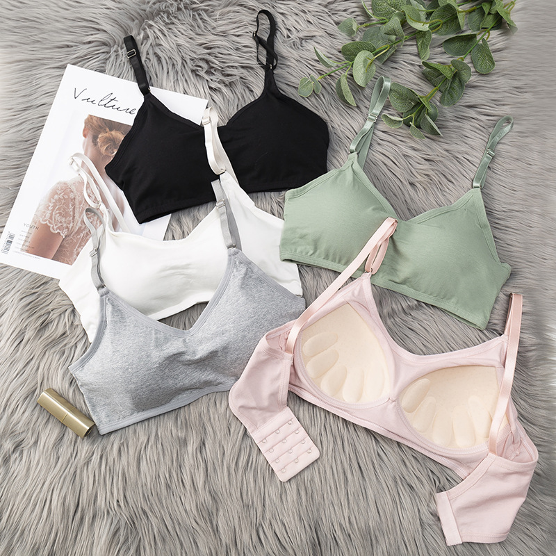 

Cup integrated chest pad suspenders vest female top without steel ring gathered sports underwear female bra, 004