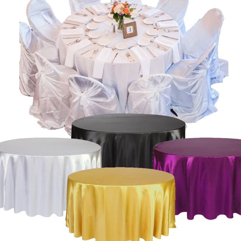 

Satin Tablecloth White Black Solid Color For Wedding Birthday Party Table Cover Round Table Cloth Home Decor