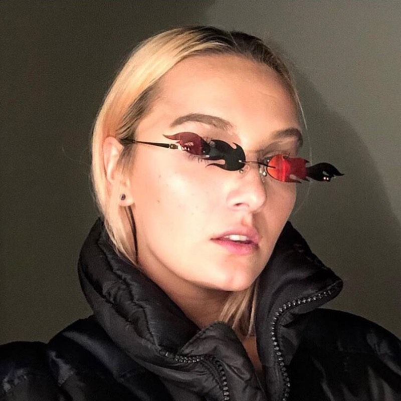 

New Rimless Cat Eye Sunglasses 2020Fashion Women Brand Designer Oversized Butterfly Eyewear For Women UV400 Oculos 1829