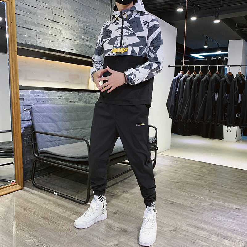

Spring and Autumn Camouflage Hooded Men Set Men Long Sleeve Hoodies Pants Set Jogging Homme Suits Fashion HH50TZ, Yellow