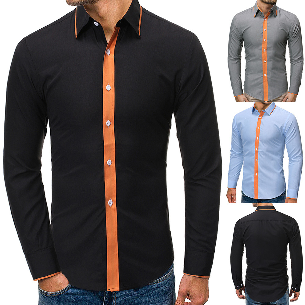 

2019 Men Fashion Casual Long Sleeved Printed shirt Slim Fit Male Social Business Dress Shirt Brand Men Clothing Soft Comfortable 7047, Black