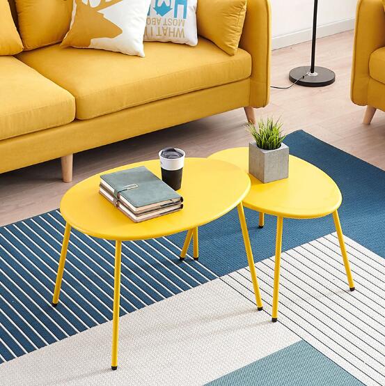 Individual elliptical tea Living Room Furniture 2pcs/set Round table combination Scandinavian Iron Art Simple modern small coffee tables sofa cor-image-485860218