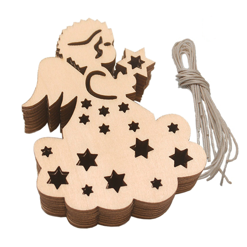 

Holiday Decoration Wooden Letter Pattern Style Wooden Pendant Christmas Ornament 6PCS Hollow Carve Craft New Year Party 10 Pcs