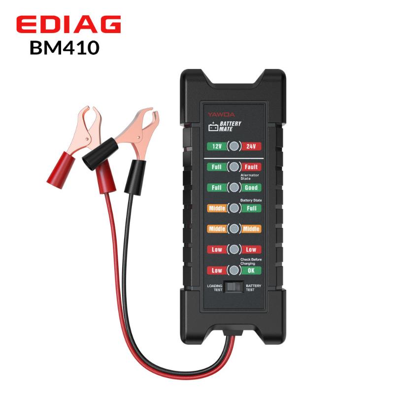 

YAWOA 12V 24V Motorcycle Car Battery Tester BM410 & BM420 With 7 LED Lights Display Car Battery Detector Analyzer Alternator