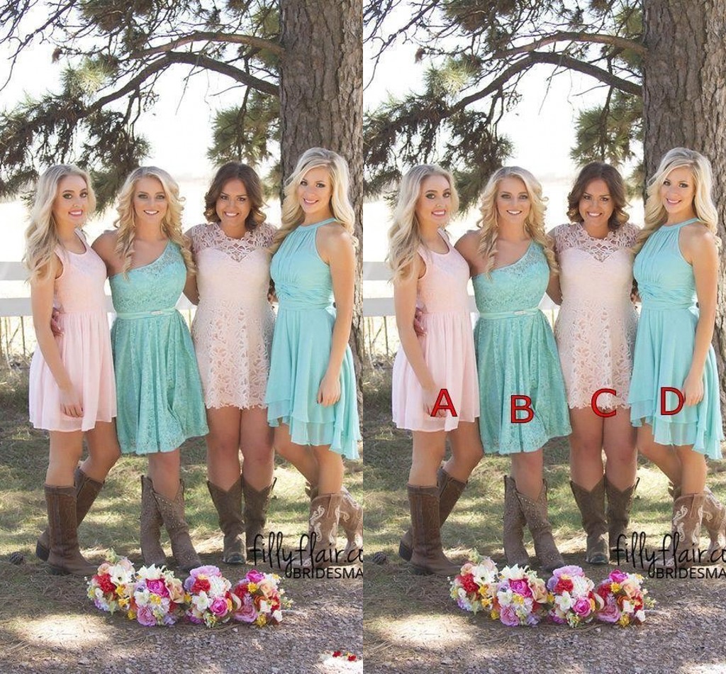 women's knee length country bridesmaid dress western wedding guest dress