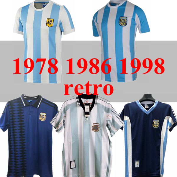 

1986 Soccer Jersey Retro Argentine Maradona 1998 Vintage Classique 1978 Retro Argentine Maradona Chemises Maillot de football Camisetas de, 1978 home