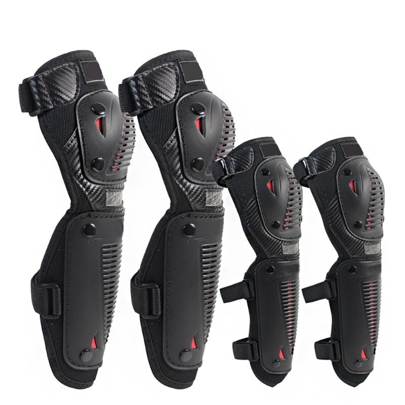 

Motorcycle Elbow and Knee Pads Protection Shin Guards Kneepad Protective Gear 4PCS Off-Road Vehicle Riding Shatter-Resistant Kne, Black