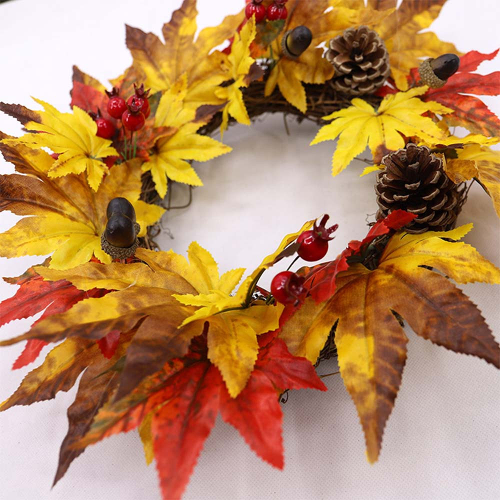 

2019 Year Christmas Decorations For Home Pine Fruit Fall Door Wreath Door Wall Ornament Thanksgiving Day party Decor, As pic