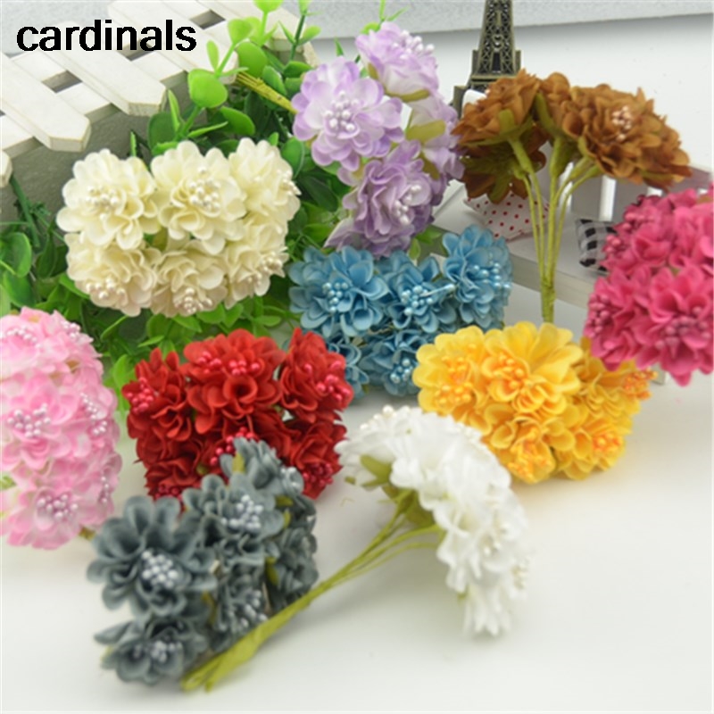 

240pcs New Arrival 3.5cm Gradient de Soie Stamen Artificial Rose Flowers Bouquet Scrapbooking Flower Leaves Wedding Decoration, Yellow