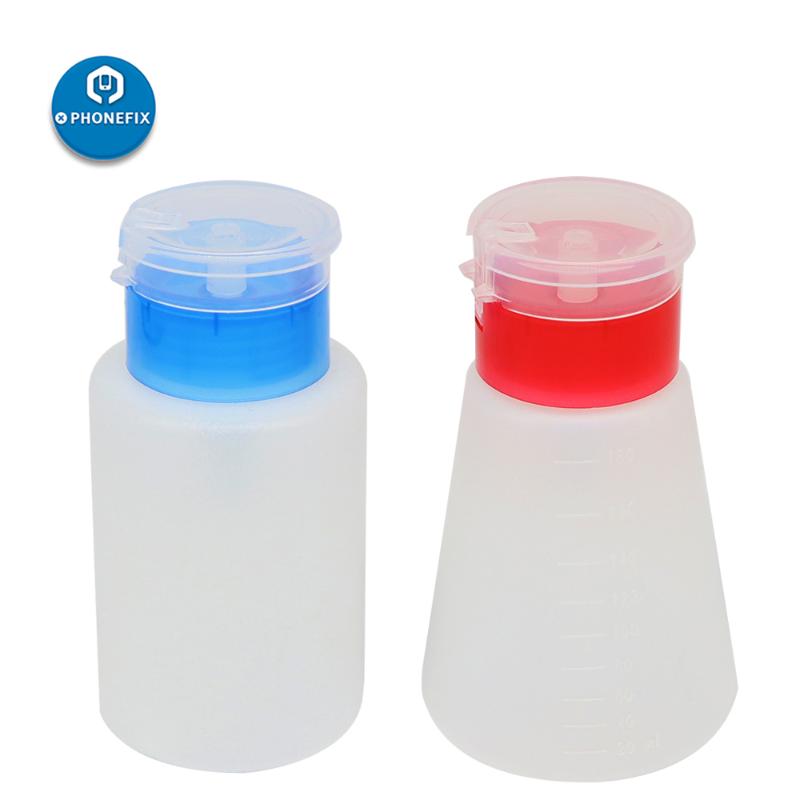 

180ml Alcohol Bottle Plastic Bottle Liquid Dispenser Press Pump Cleaning for Panel Mobile Phone PCB DIY Repair Hand Tools