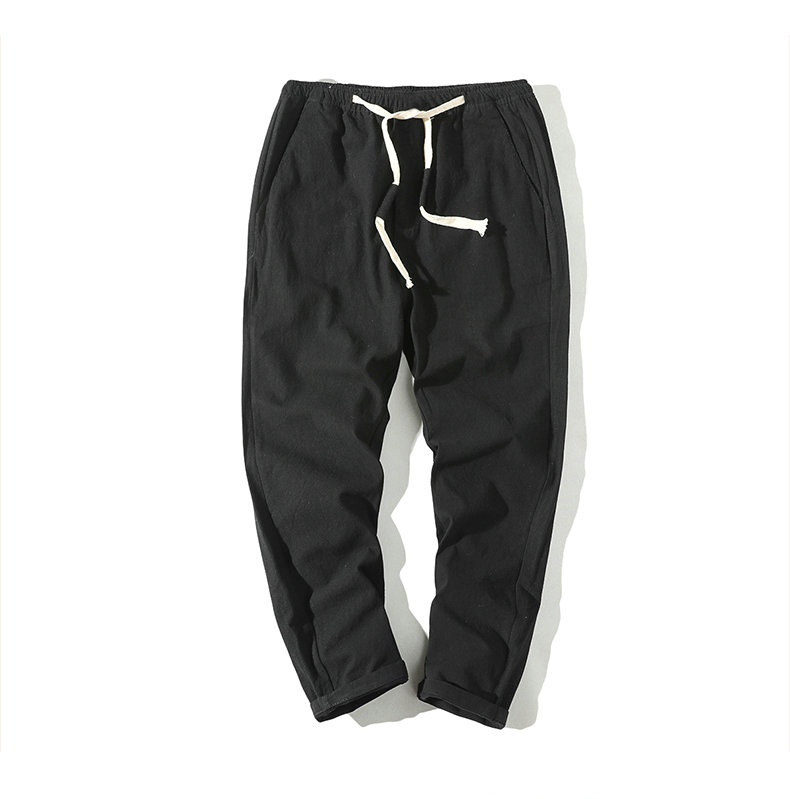 

Januarysnow Cotton Joggers Men Solid Men's Harem Pants Summer Fitness Casual Ankle-Length Mens Trousers Streetwear Slim Male Pants, White
