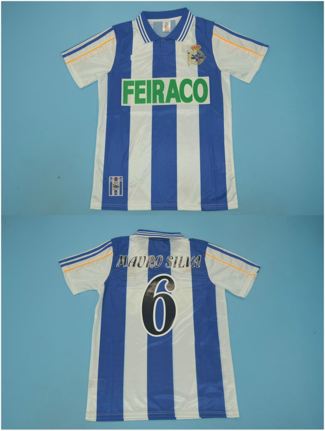 

8#DJALMINHA 19 00 retro soccer jersey Deportivo de La Coruna vintage football shirt 9#PAULETA 7#MAKAAY FERNANDO Camisa de futebol, Black;blue