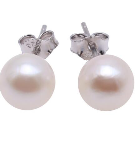 

Akoya Pearl Earrings Studs 6-7mm Round White Akoya Studs 925 Sterling Silver women stud earings women jewelry, Golden