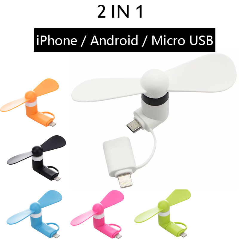 

Hot Selling Portable Mini Cool Micro USB Fan 2 in 1 Portable USB Fan For Android IOS PC Universal cellphone