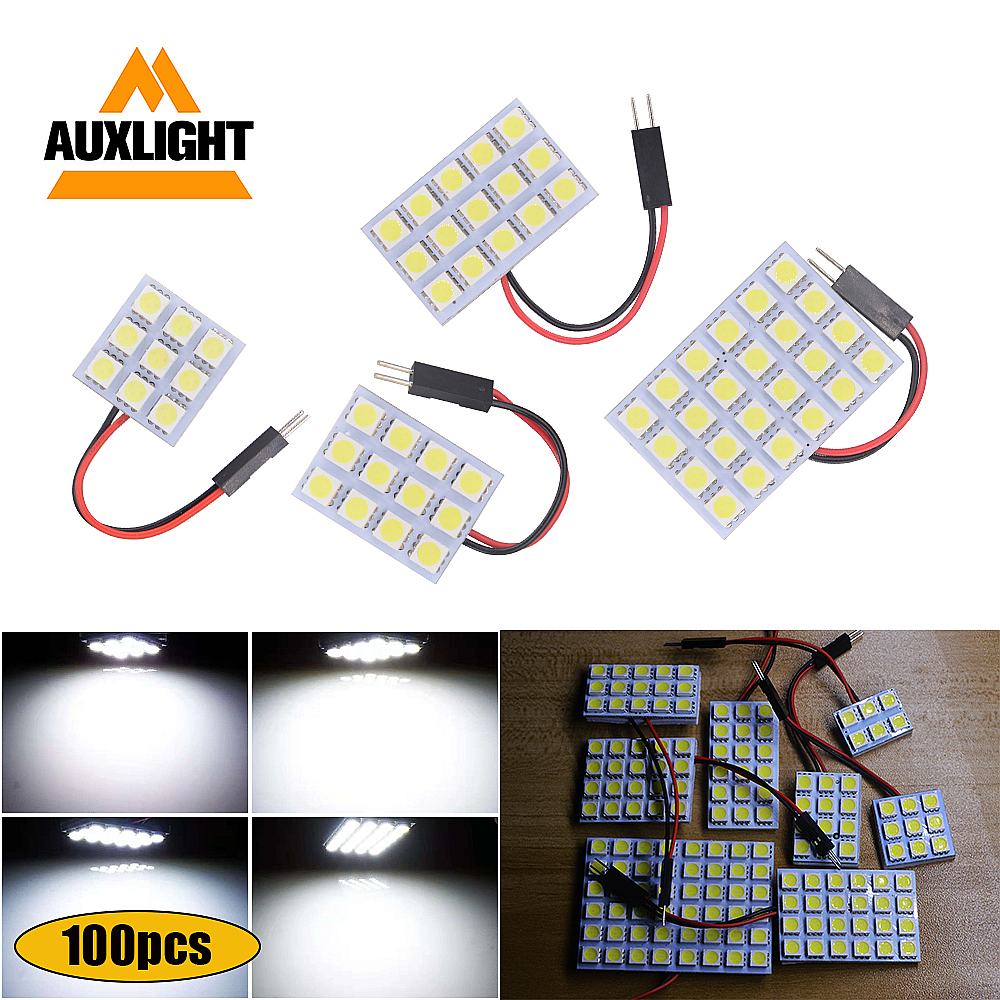 

100x Festoon T10 SMD Car LED Vehicle Panel Lamps Auto Interior Reading Lamp Bulb Light Dome BA9S DC 12V, As pic