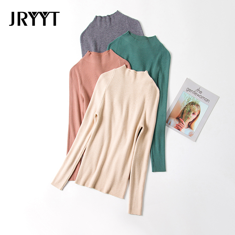 

JRRYT Basic Knitted Cotton Sweater Women Autumn 2020 Solid Long Sleeve Pullovers Women Casual Sweater Feminino Korean Tops, S20165apricot