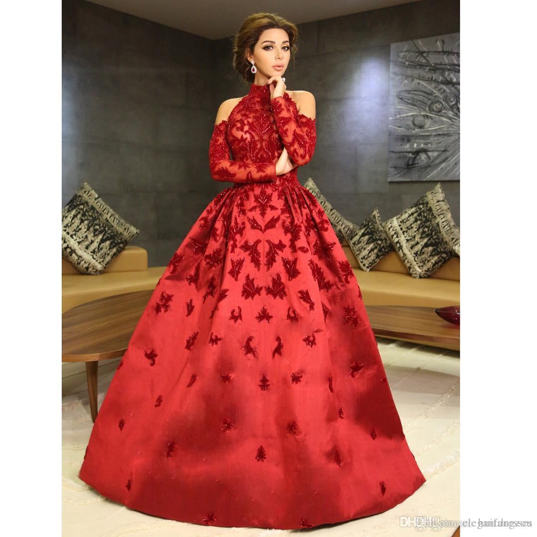 full sleeve red gown