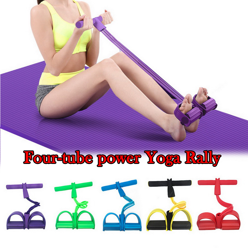 

4 tube Indoor Fitness Resistance Bands Exercise Equipment Elastic Up Pull Rope Workout Bands Gym Sport Pedal Ankle