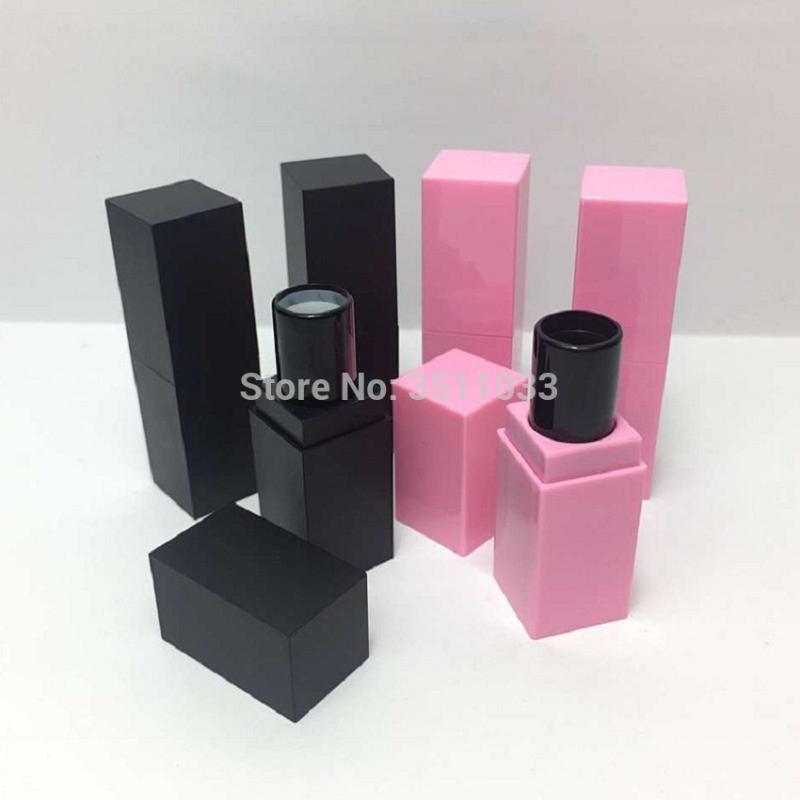 

12.1mm Square Pink Frosted Lipstick Tube Empty Black Matte Lip Packaging Tube Cosmetic DIY Beauty Lip Rouge Container