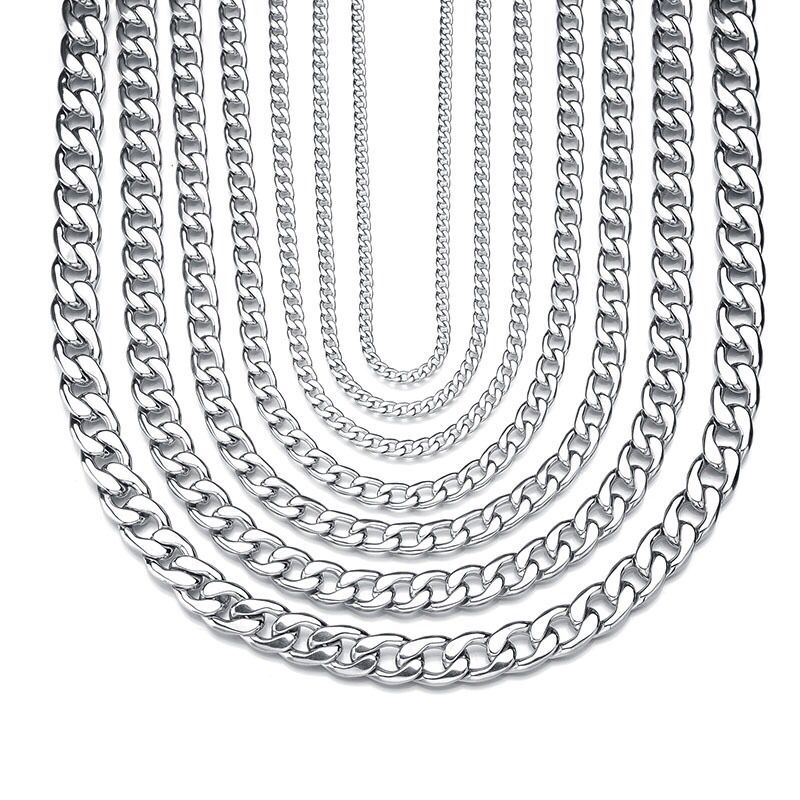 

(TN-0022) 55cm 316L Titanium steel Classical Style Chain Necklaces For Men Women Fashion Jewelry White Gold Color Different Size