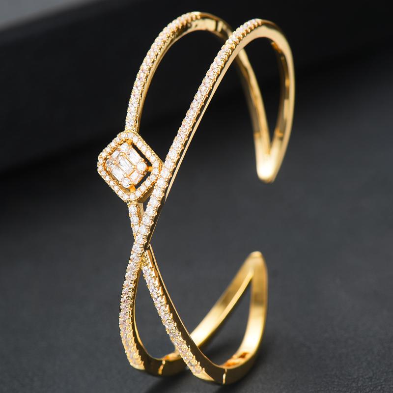 

Bangle GODKI 2021 Cross Stackable Cuff For Women Wedding Full Cubic Zircon Crystal CZ Dubai Silver Bracelet Party Jewelry