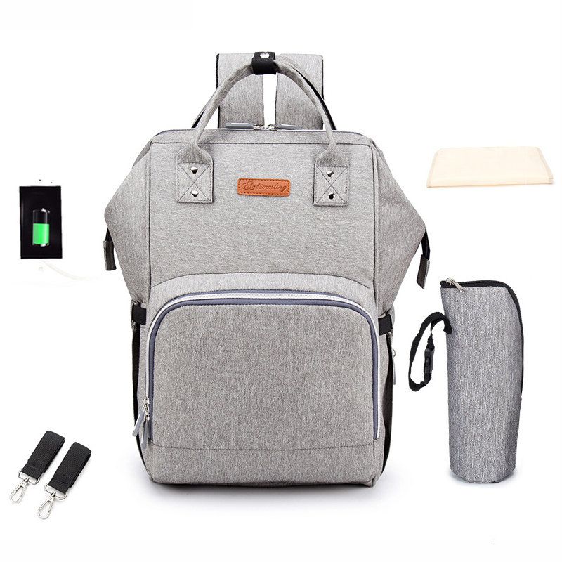 

Baby diaper bag mom stroller bag USB large capacity waterproof diaper kit pregnant women travel backpack care handbag, Pattern 3