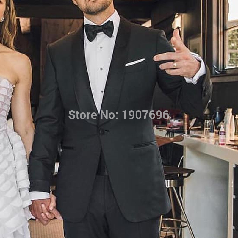 

Black Wedding Tuxedos For Groomsmen Two Piece Slim Fit Jacket Pants Shawl Lapel Latest Blazer Formal Coat, Gray