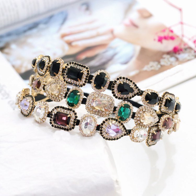 

Crystal Headband For Women With Rhinestones Hairpin Colorful Diamond Hairband Japan South Korea Sweet Headwear Shiny Hair Jewelry