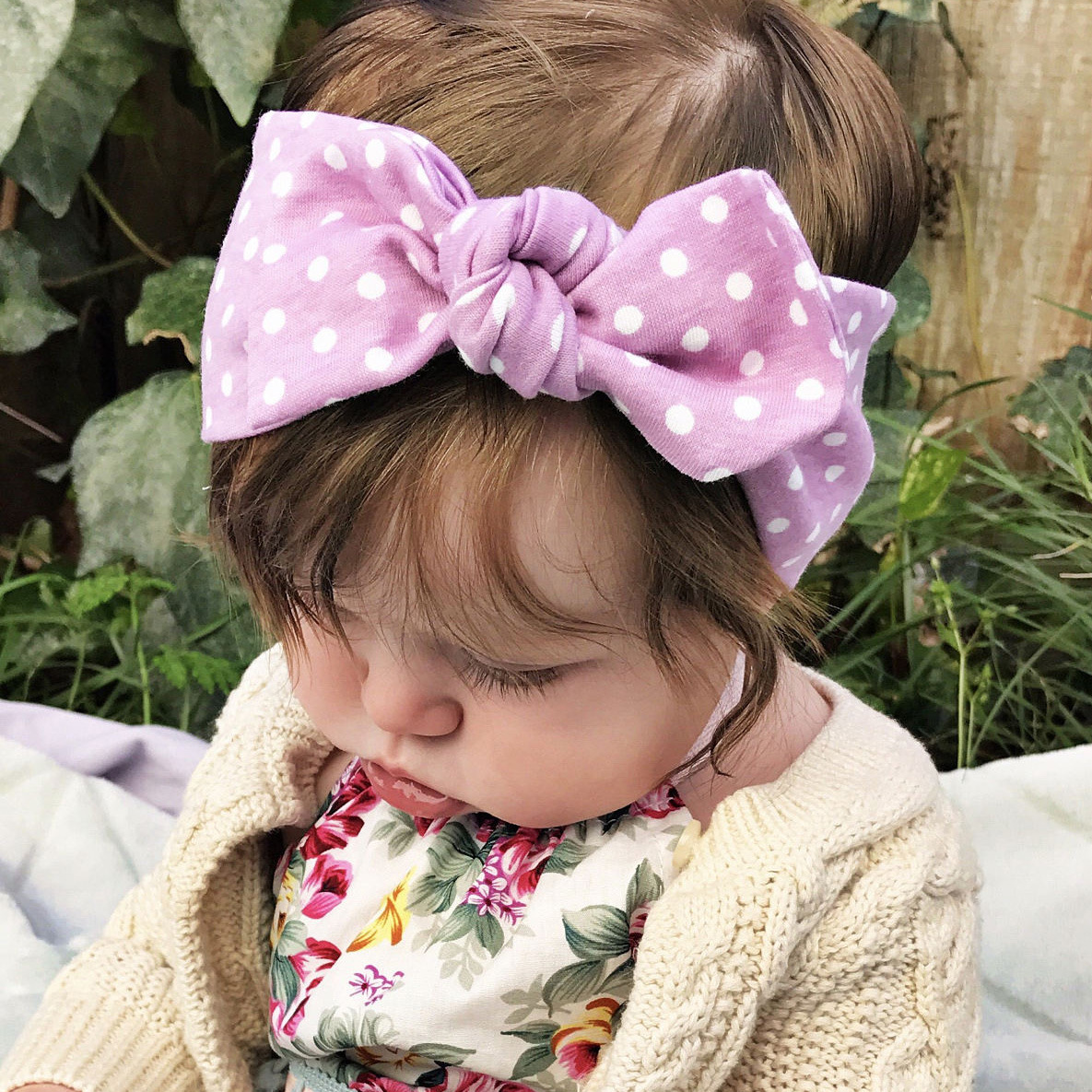 

Children's polka dot knot hair band Baby's headdress bowknot hair band