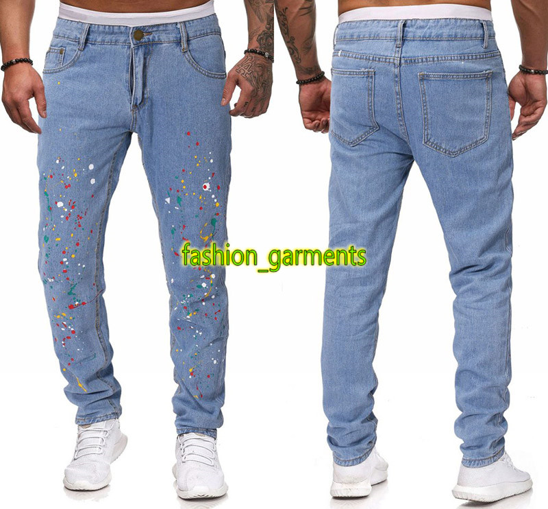 

New Fashion Jeans Tide Mens Casual Pants Mens Slim Straight Leg Pants summer Pants Mens High Quality Jeans, Blue #278