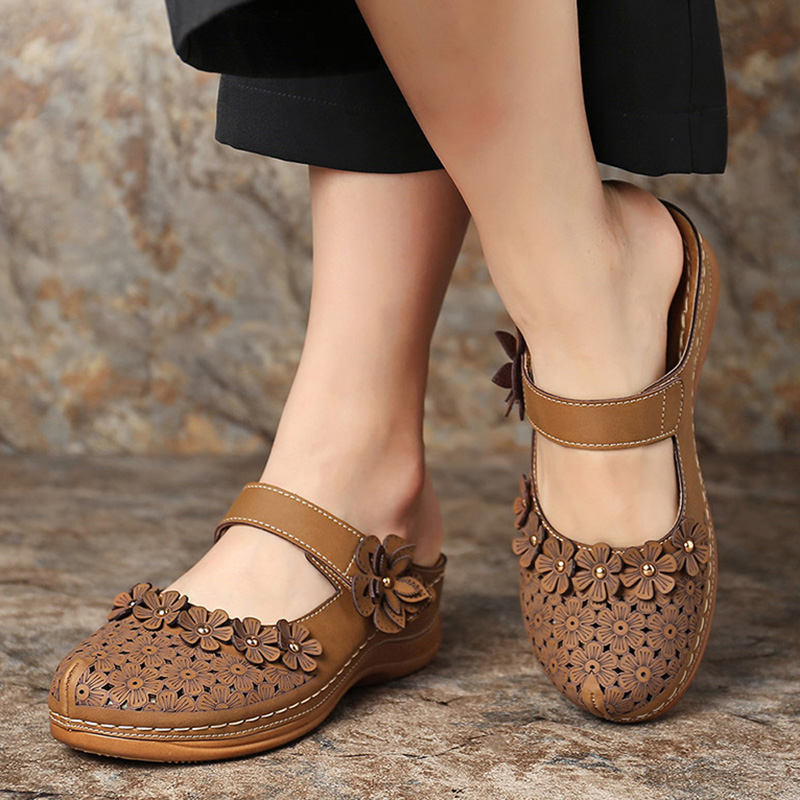 

Women Summer Sandals Casual Retro Wedge Shoes Woman Hollow Buckle Platform Ladies Slippers Soft Comfort Female Casual Footwear, Green