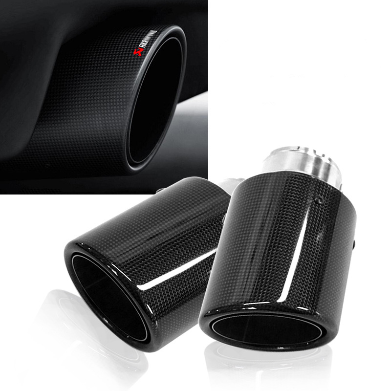 

Akrapovic Car styling Exhaust Tail Pipes Glossy Carbon Muffler Tip Tail End Universal Stainless Steel Curly black For skbj2195