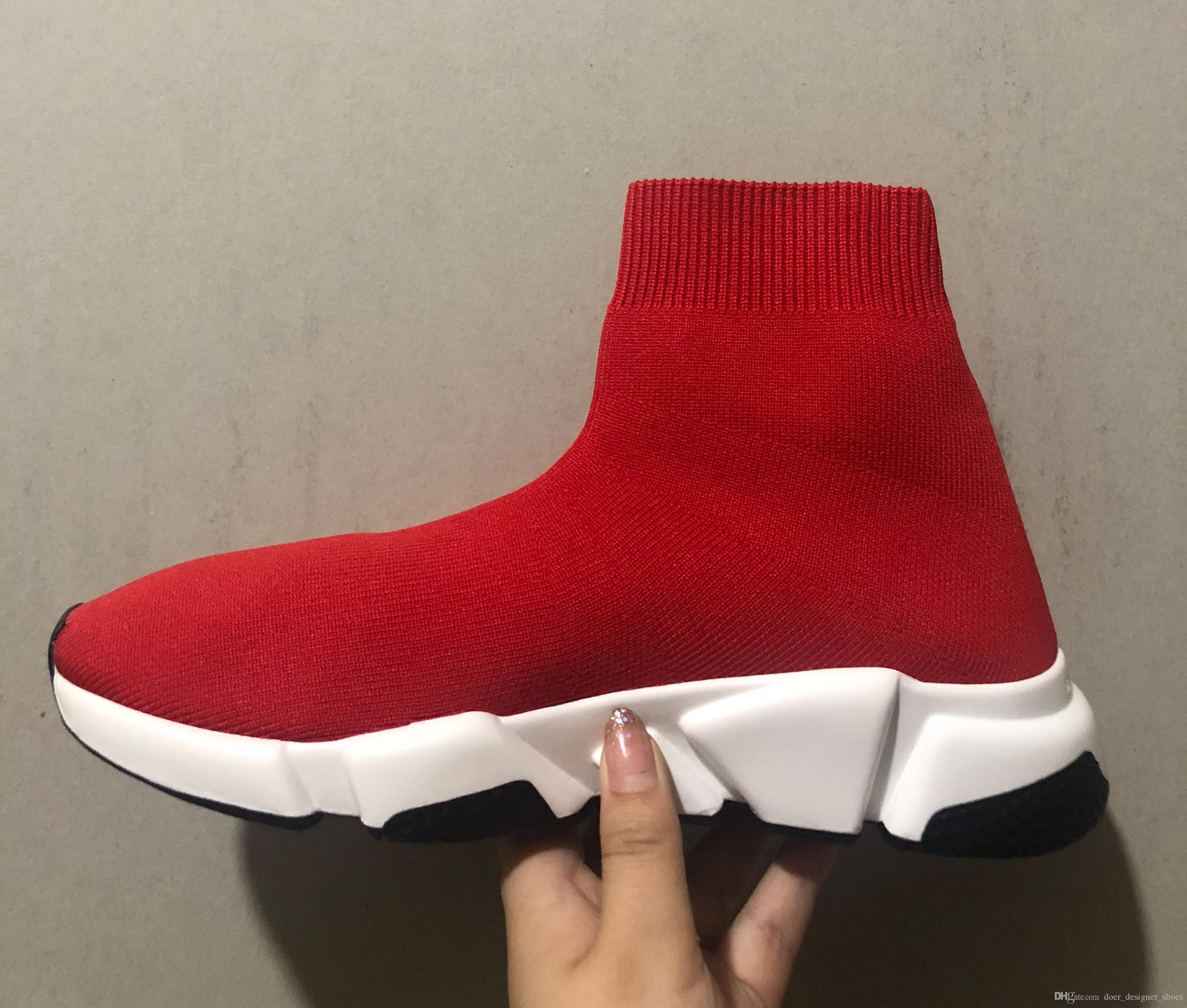 

Fashion designer shoes man women speed knit socks sneakers textured sole red high quality casual shoes, Customize