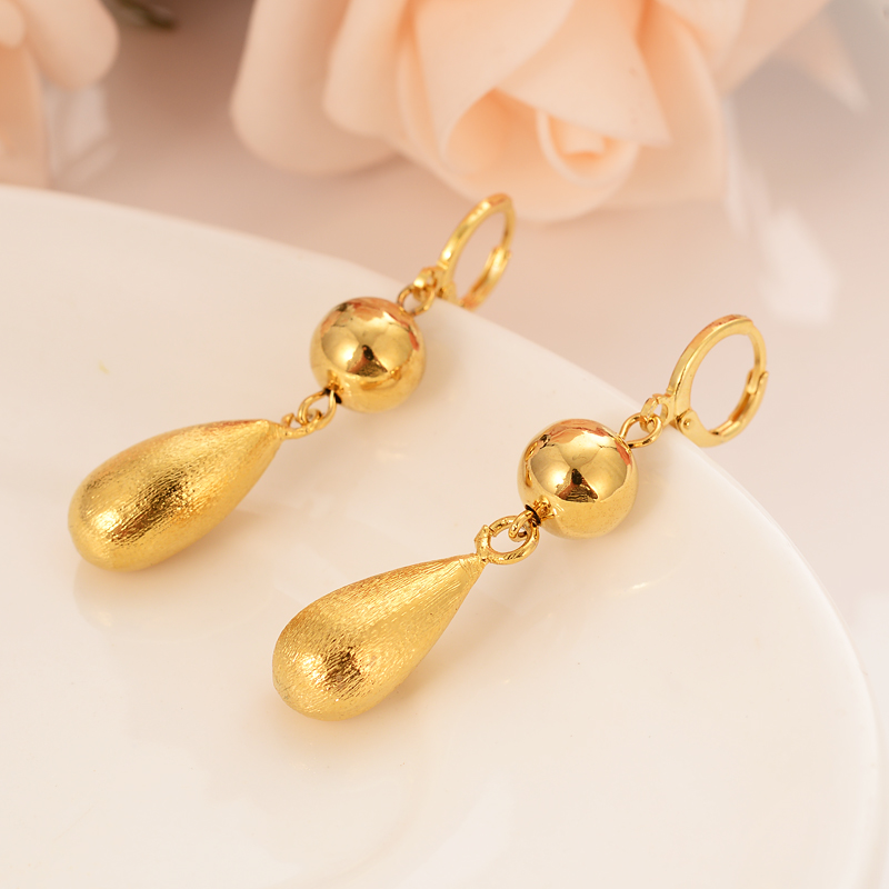

24-karat gold-plated ball drop pendant dubai Indian ball bride jewelry earrings wedding engagement souvenir gifts, Golden;silver