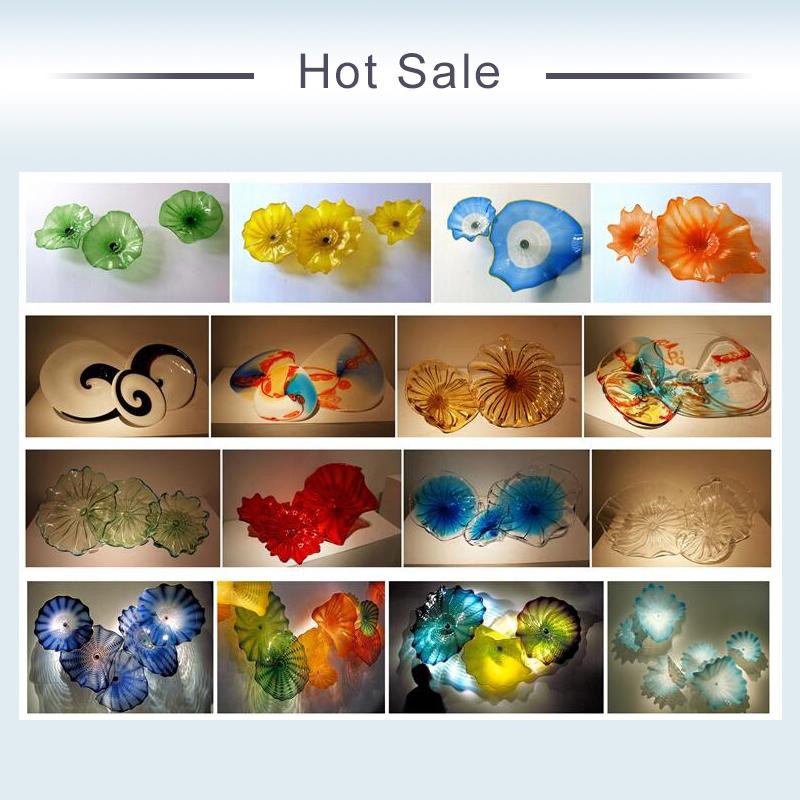 

Unique Lighting Blue Abstract Wall Lamp Hand Blown Glass Decorative Plates Hanging Art for Living Room