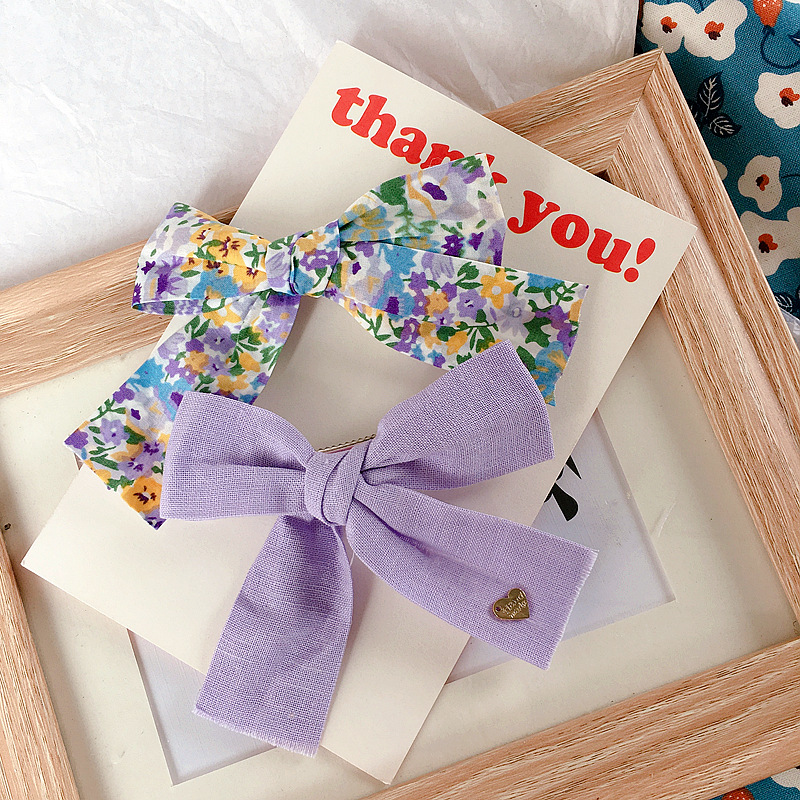 

2020 New Korean Style Simple Girl Hair Pins Cute Retro Floral Fabric Bow Hair Clips for Children Fashion Accessories