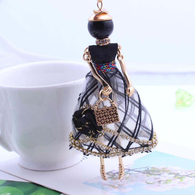 

2016 Trendy PARIS Handmade Dance Doll Pendants Necklace Long Dress Rhinestone necklace Fashion Women Girl Kids charms