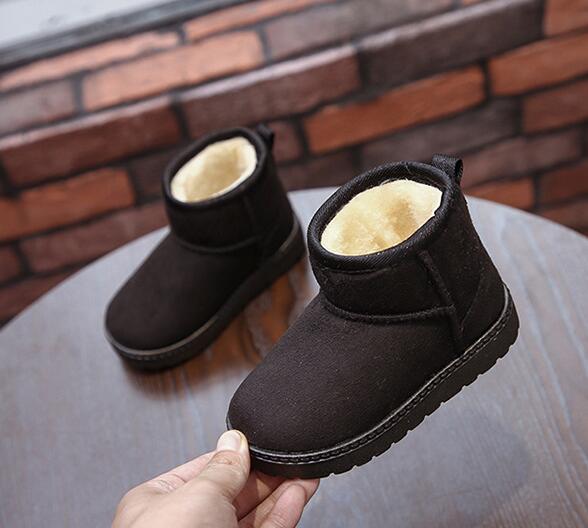 

Newest Kids Shoes Winter Kids Snow Boots Waterproof Slip-on Suede Baby Toddler Shoe Boys Girls Winter Thicken Keep Warm Ankle Boots, Black