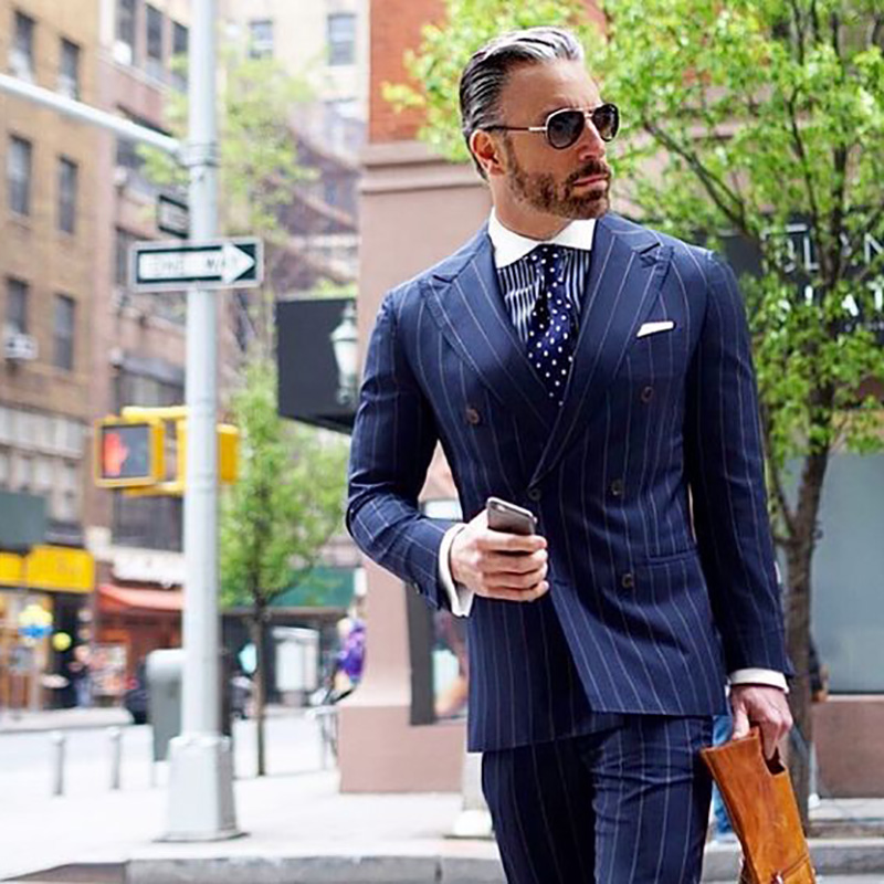 

Handsome Groomsmen Double-Breasted Groom Tuxedos Mens Wedding Dress Man Jacket Blazer Prom Dinner 2 Piece Suit(Jacket+Pants+Tie) A194, Same as image