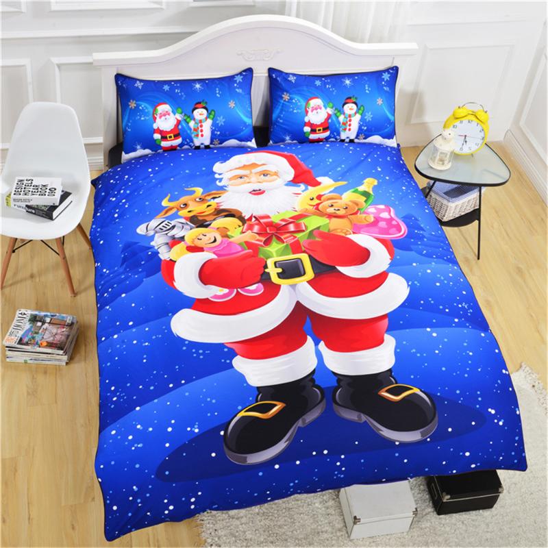 

NEW Christmas Children Bedding Set Bedclothes Pillowcases US Queen King Kid Bed Linens Santa Claus Duvet Cover Set for Guest, No.01