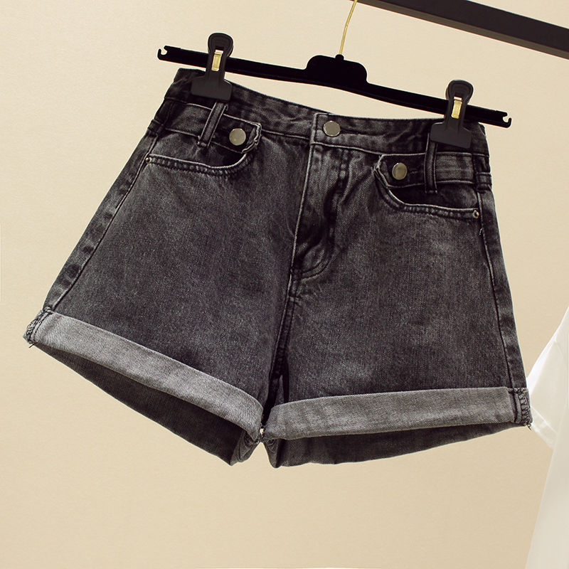 

2020 New Summer Women Crimping Streetwear Plus Size 5XL Denim Shorts Lady Harajuku Washed Cuffs Jeans Mujer Spodenki Damskie T85, 6605 gray