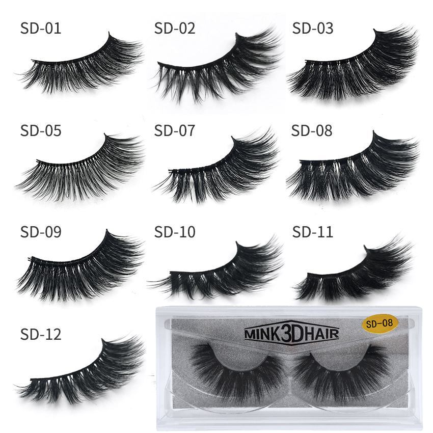 1Pair/lot 17 styles 3D mink eyelashes Private Label 100% real mink fur Handmade False eyelash crossing lashes individual strip thick lash-image-462456526