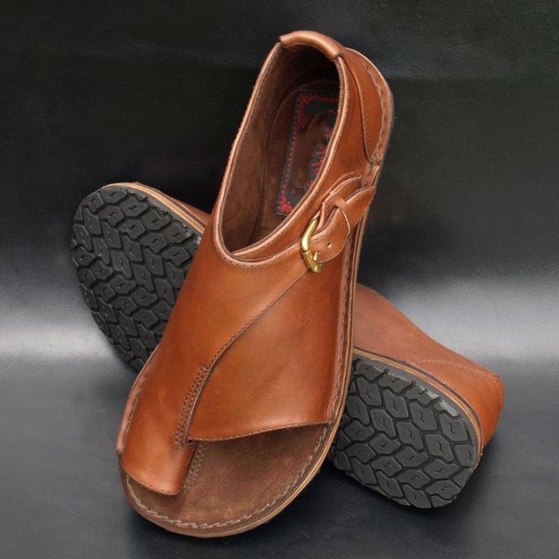 Vente chaude-Puimentiua mode sandale femme sandales plates femmes décontracté été plage chaussures femme boucle