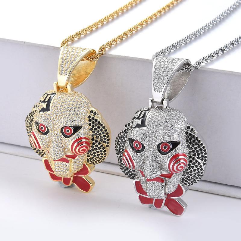

Large horror mask pendant necklace hip-hop personality trend chainsaw horror mask doll pendant Halloween cosplay jewelry