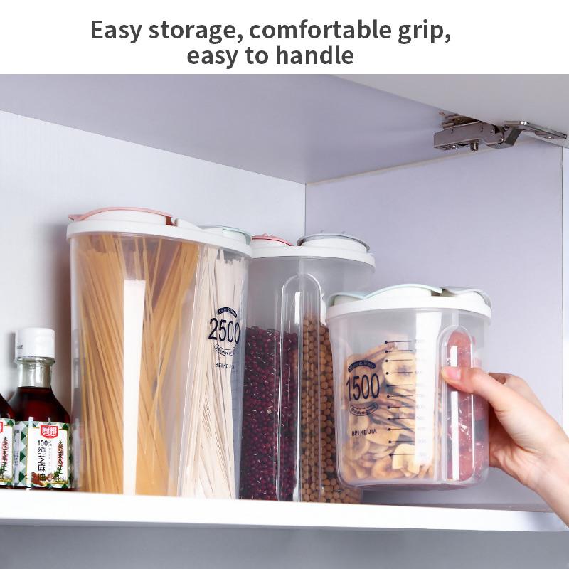 

Kitchen Grain Storage Box Transparent Plastic Compartment Barrel Sealed Cereal Storage Containers Jar Household Accessories